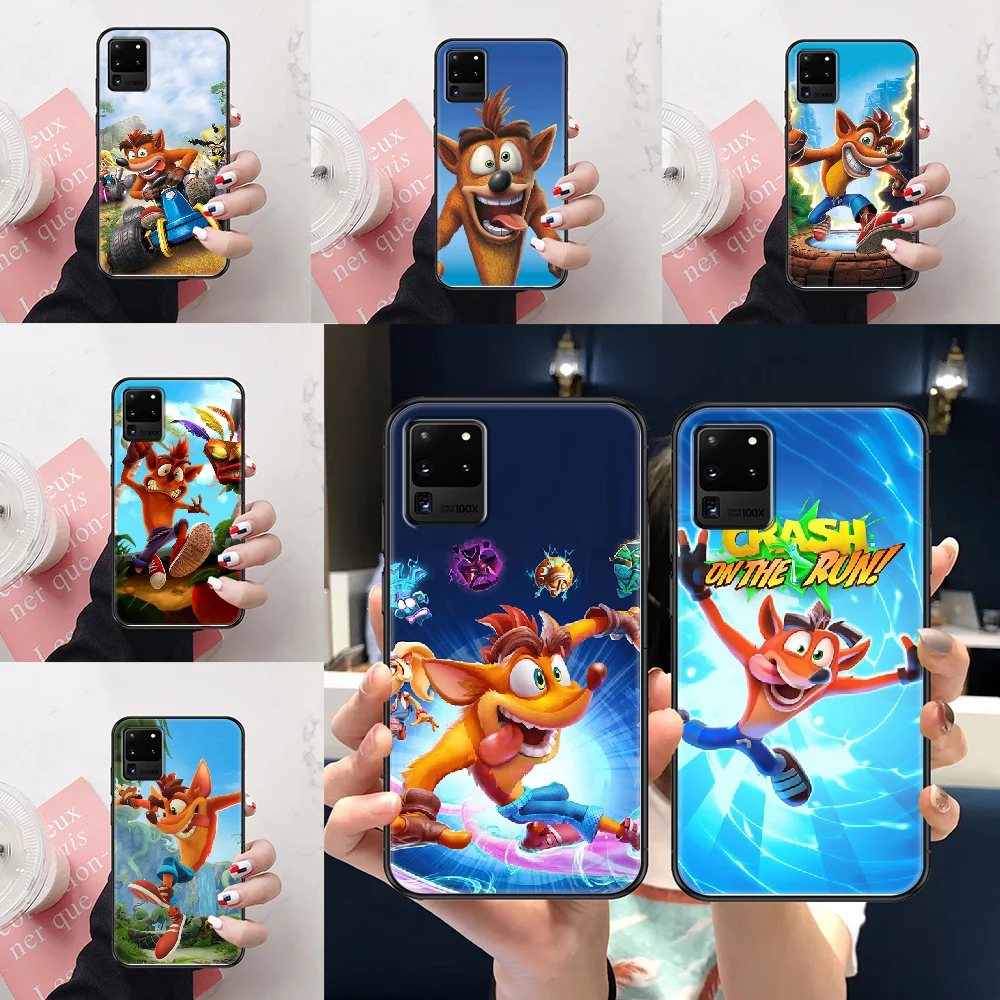 

Crash Bandicoot Game Phone case For Samsung Galaxy Note 4 8 9 10 20 S3 S5 S8 S9 S10 S20 Plus UITRA Ultra black painting Etui