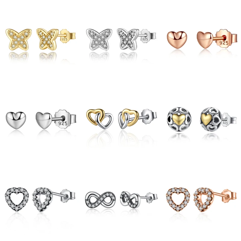 Trynmera 925 стерлингового серебра сердце серьги гвоздики ювелирные изделия для женщин серьги-гвоздики ювелирные изделия CE060