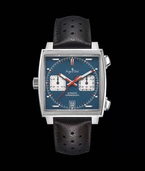 

2019 Classic New Men Silver Green Black Blue Leather Stainless Steel Japanese Quartz Chronograph Sapphire Glass Sport Watch