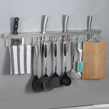 

Wall Mounted Space Aluminum Pantry Tool Holder Storage Utensils Knife Rack Strip for Kitchen Utensil Tool Sundry Hooks