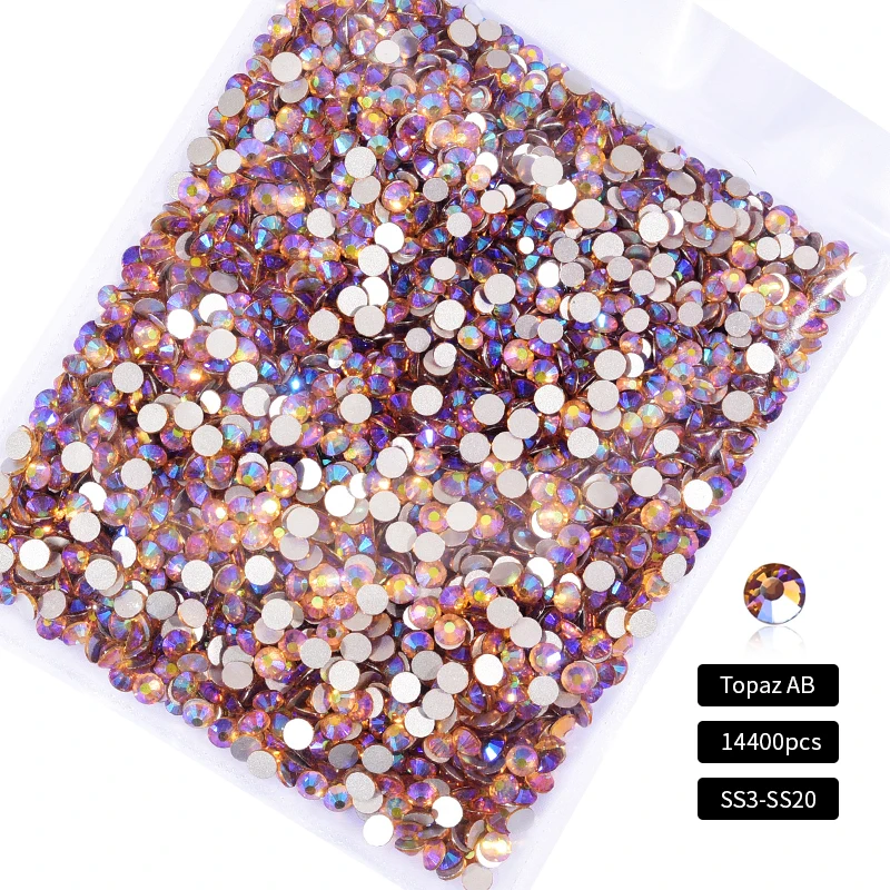 Mixed Size 14400pcs Bulk Wholesale Non Hot Fix Rhinestones Flatback Crystals Strass Glitter nail art Diamond For nail decoration 