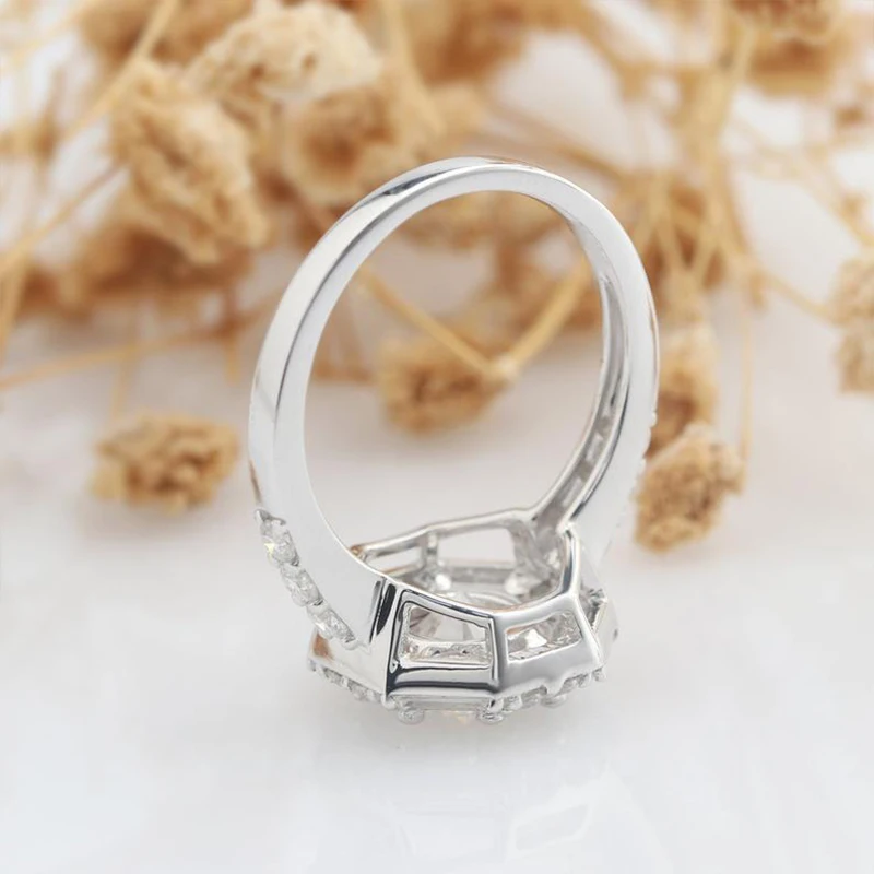 Veryins Solid 14K 585 Белое золото центр 1.5ct 7,5 мм DEF цвет Moissanite обручальное кольцо с камнем для женщин свадебный подарок