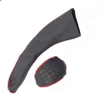 

6 speed black Gear Shift Collars Genuine Leather Cover Hand sewing Manual gear for buick Excelle 2018