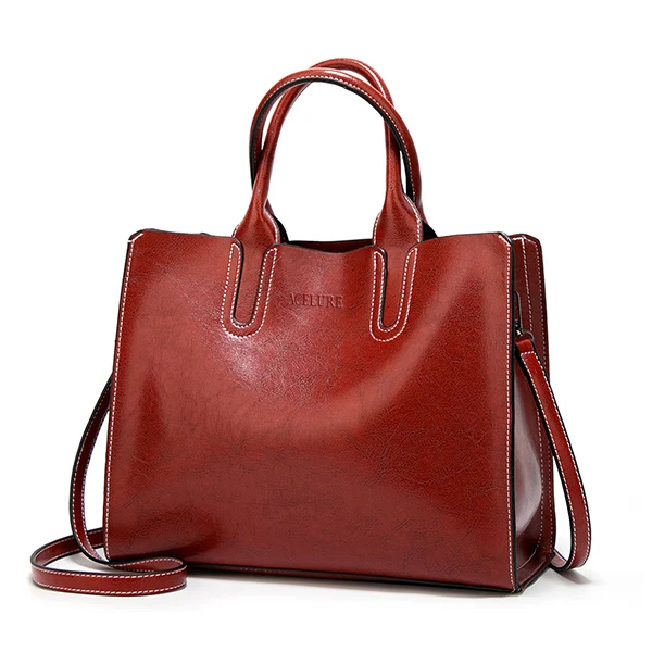 ACELURE кожаные сумки Большая женская сумка Высокое качество повседневные женские сумки багажник тотализатор испанская Фирменная Наплечная Сумка женская большая сумка - Цвет: White Red