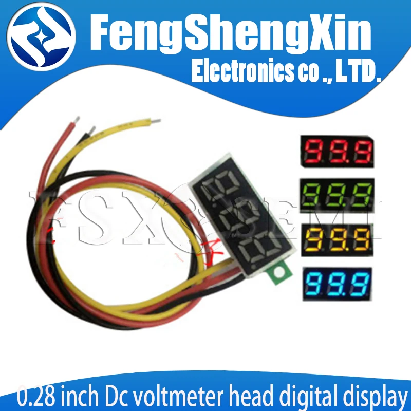 

Red Three line precision DC digital voltmeter head LED digital voltmeter DC4.5V-30V 0.28 Inch Mini Digital Voltmeter DC:0-100V