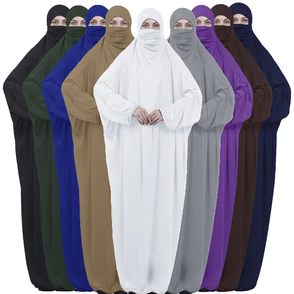 Мусульманское верхнее Jilbab хиджаб Абая Khimar Burqa Молитвенное платье Niqab мусульманское платье Арабская вуаль с капюшоном платье Дубай турецкий халат платье