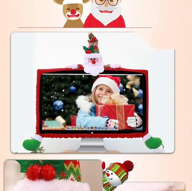 Креативный мультфильм ручной работы фланелет Санта Клаус Снеговик Лось Рождество Компьютерный дисплей украшения