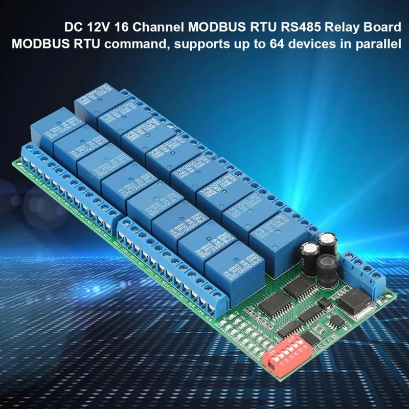 Реле DC12V 16 каналов RS485 релейный модуль RTU релейная плата PLC контроллер последовательный порт переключатель 485 реле