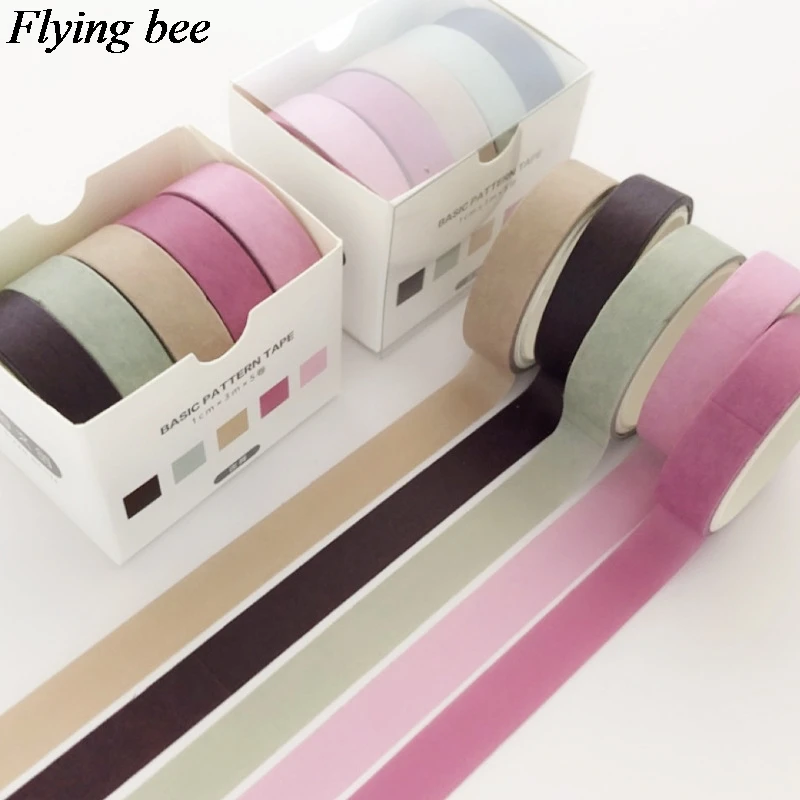9 Flyingbee 5 шт./компл. 10 мм X 3 м модный набор декоративного скотча Васи Бумага DIY декоративная клейкая лента Канцелярские клейкая Ленточные принадлежности X0734 - Цвет: 9