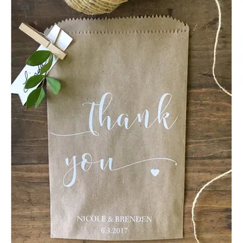 

Custom wedding gift, Wedding Thank you bag, country candy buffet bag, recycled kraft paper printing bag, popcorn bags