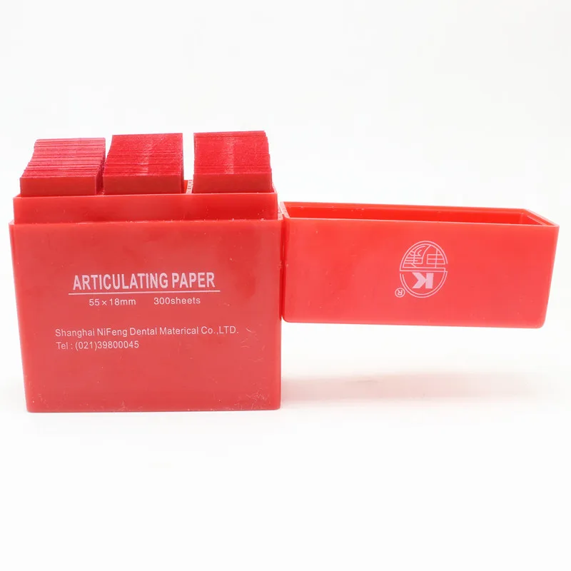 300 лист/коробка стоматологическая бумага для определения прикуса полоски красный/синий стоматологический лабораторный инструмент отбеливание зубов стоматологические инструменты 55*18 м - Цвет: red 1 box
