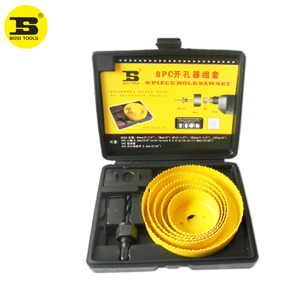 

new free shipping BOSI 8pc hole saw bit kit set holesaw wood 2 1/2" to 5"