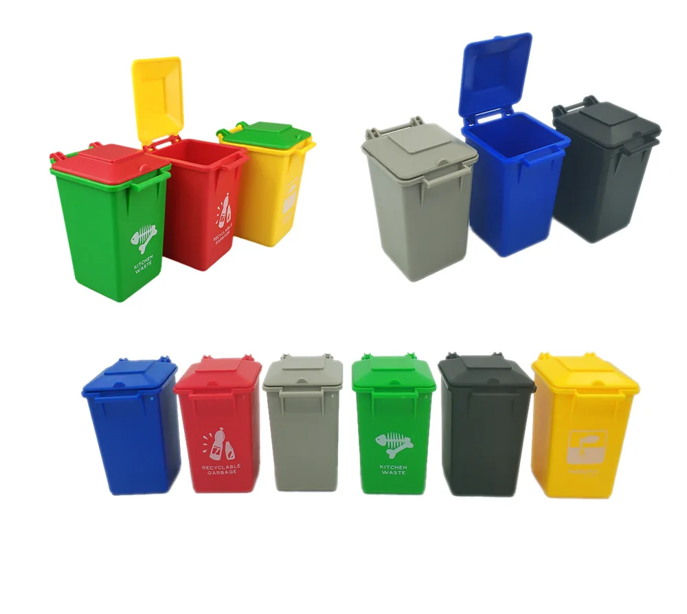 Mini Curbside Desk Closable TRASH /& RECYCLE Can Trash Bin Set Pen Holder Hot