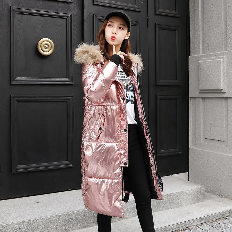 

Winter New Thickened Cotton Padded Jacket Korean Long Hooded Warm Women's Parka Slim And Bright Face Versatile Down Jacket
