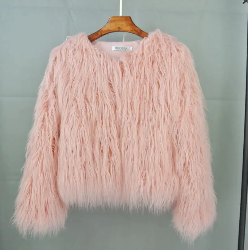 as photo 7 Манто fausse fourrure coréen fausse laine femmes Manteau fausse fourrure manteau coréen couleur unie laine femmes veste S-XXXL - Цвет: as photo 7