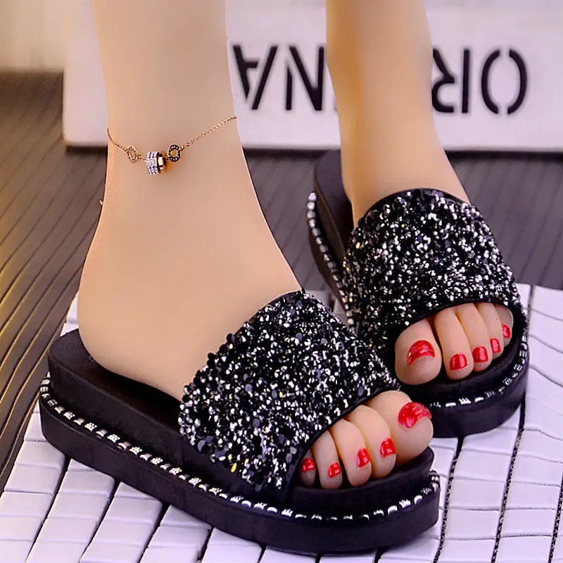 2021 Women Summer Sandals Slipper Indoor Outdoor Flip-flops Beach Shoes New Fashion Female Casual Flower Cool Platform Slipper
