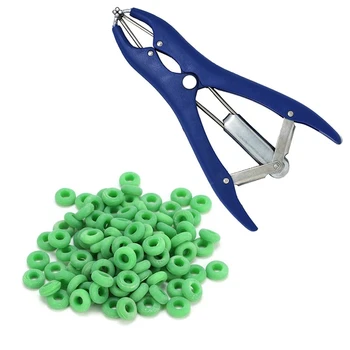 

Pig Castration Pliers with 100 Castration Rings Castration Farm Animal Veterinary Tool