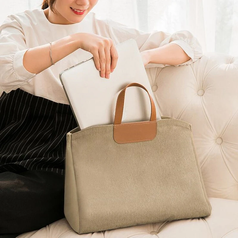 XZP Super Large Capacity Briefcase Korean Canvas A4 Document Office Bag for Women Men 15" laptop Bags Shoulder Messenger Bag