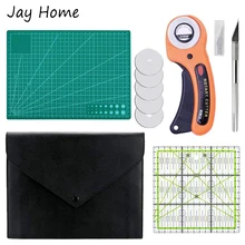 Ensemble de couteaux rotatifs de 45mm, 5 pièces, pour bricolage, Quilting, couture, couteau de coupe à main, tapis de coupe, Patchwork règle, Kit de couture artisanale en cuir