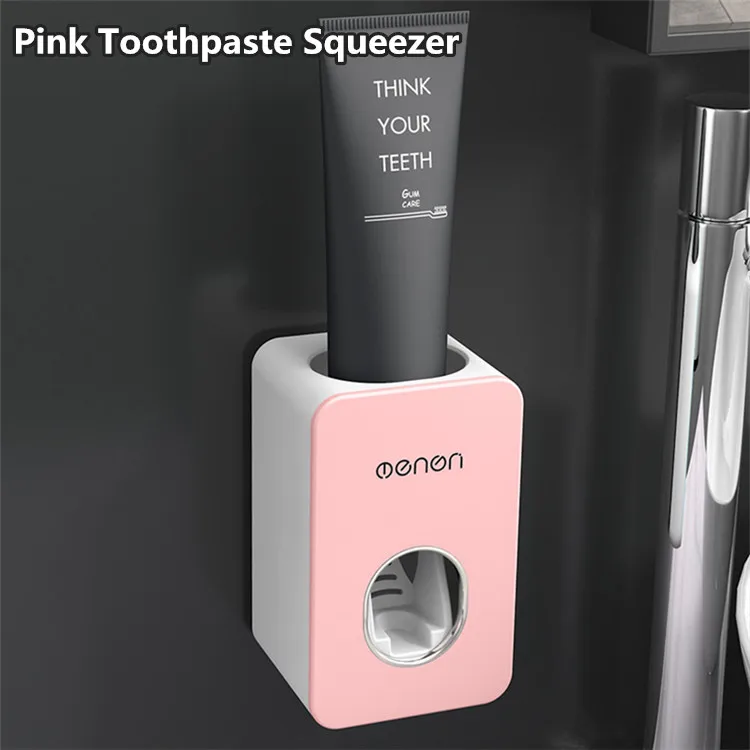 Магнитная настенная подставка для зубных щеток, монтируемая электрическая зубная щетка es Stand, диспенсер для зубной пасты с чашками для ванной комнаты, экономия пространства - Цвет: Pink