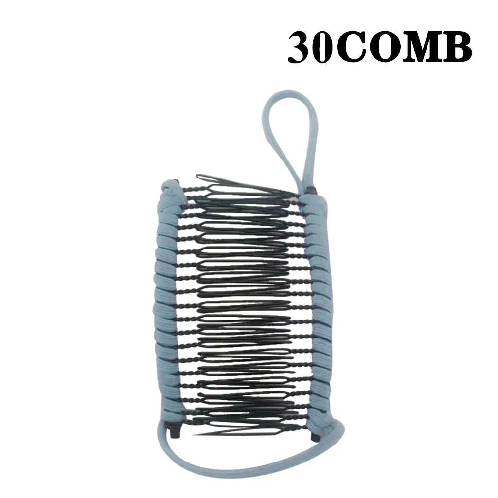 Blue 30comb Женская Винтажная заколка для волос в форме банана Женская ленивая расческа для волос винтажные растягивающиеся аксессуары для волос Новое поступление рождественские аксессуары для волос - Цвет: Blue 30comb