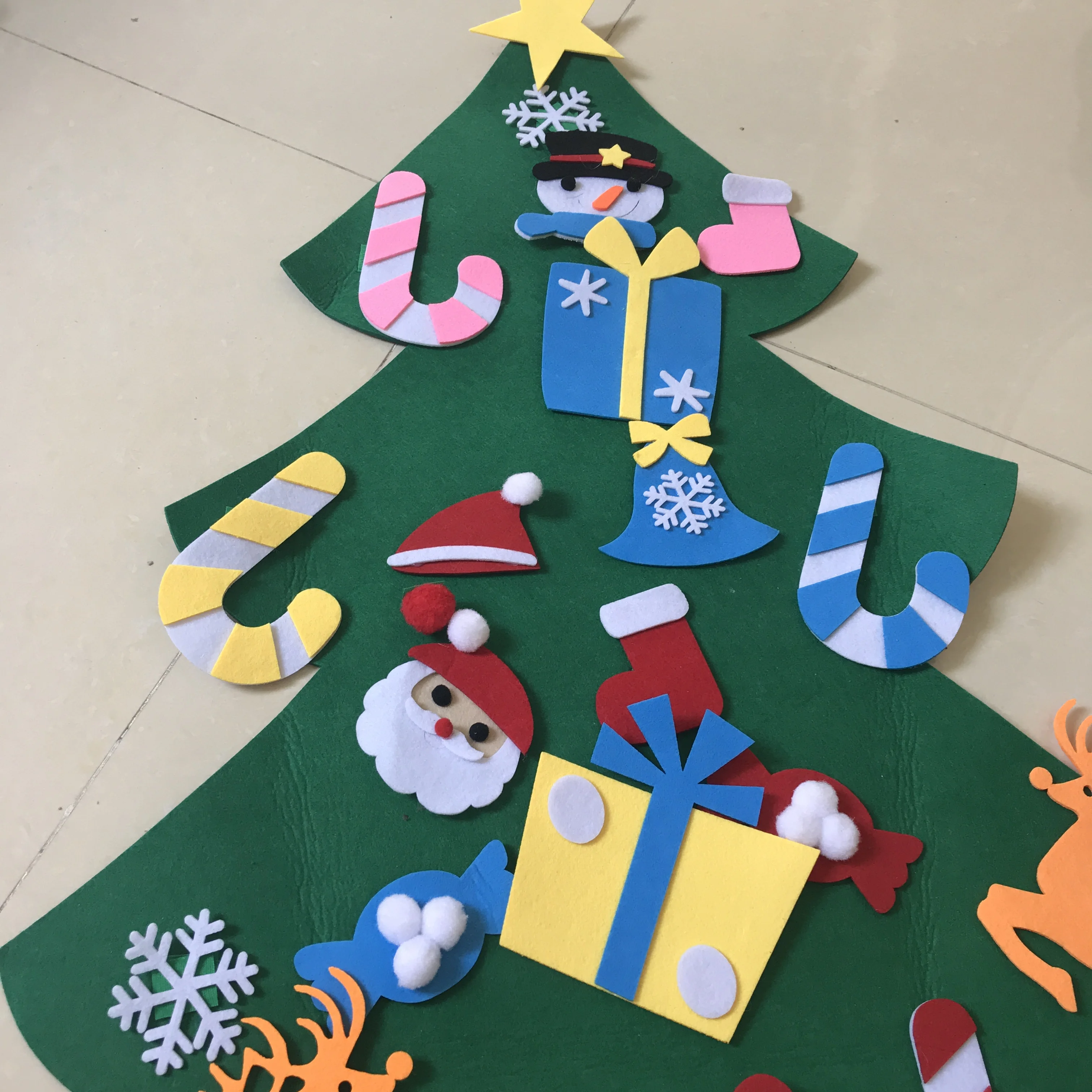 DIY войлочная Рождественская елка, детские игрушки, искусственное дерево, настенные подвесные украшения, Рождественское украшение для дома, подарки на год