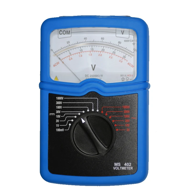 

MS402 teaching laboratory analog voltmeter accuracy 1.5% 2% AC/DC dial voltmeter 100 mV to 1000 V ranges analog voltage meter