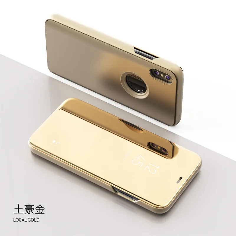 Умный зеркальный чехол для телефона Apple iPhone XS X XR Max 7 Plus 8 6S 6 Plus Защитная подставка чехол держатель Поддержка откидная крышка