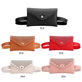 

Punk Solid Color Rivet Shoulder Waist Bags Fanny Packs Women Flap Chest Bag