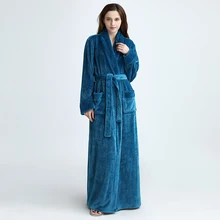 1 шт., женские/мужские халаты, Осенний удлиненный мягкий зимний банный халат, удобный теплый длинный рукав, Длинное ночное платье, одежда для сна для женщин