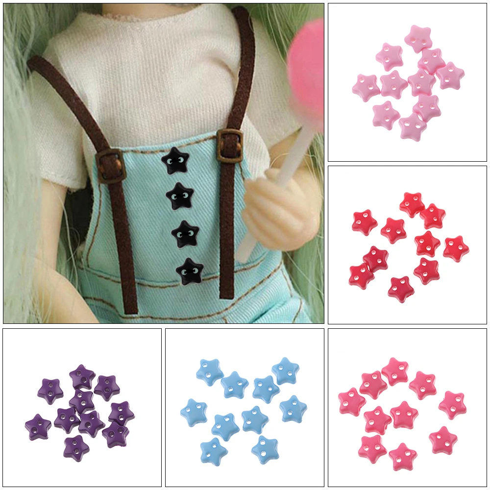 

20/50Pcs Super Mini Clothes Buttons for BJD/SD Doll Star Shape Buttons Lovely Candy Color Doll Clothing Sewing Buckles 6mm