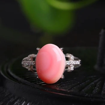 

Pink Natural Shell Ring S925 Silver Mosaic Ring Beauty For Women Girl Gift Simple Party Fashion Ring Jewelry Wholesale