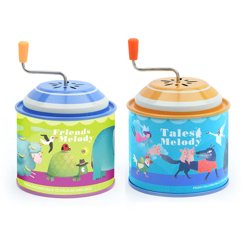 Children Music Toys Metal Tin Instrument Hand Crank Cartoon Music Box Kids Educational Toys For Children Birthday Gift For Kids