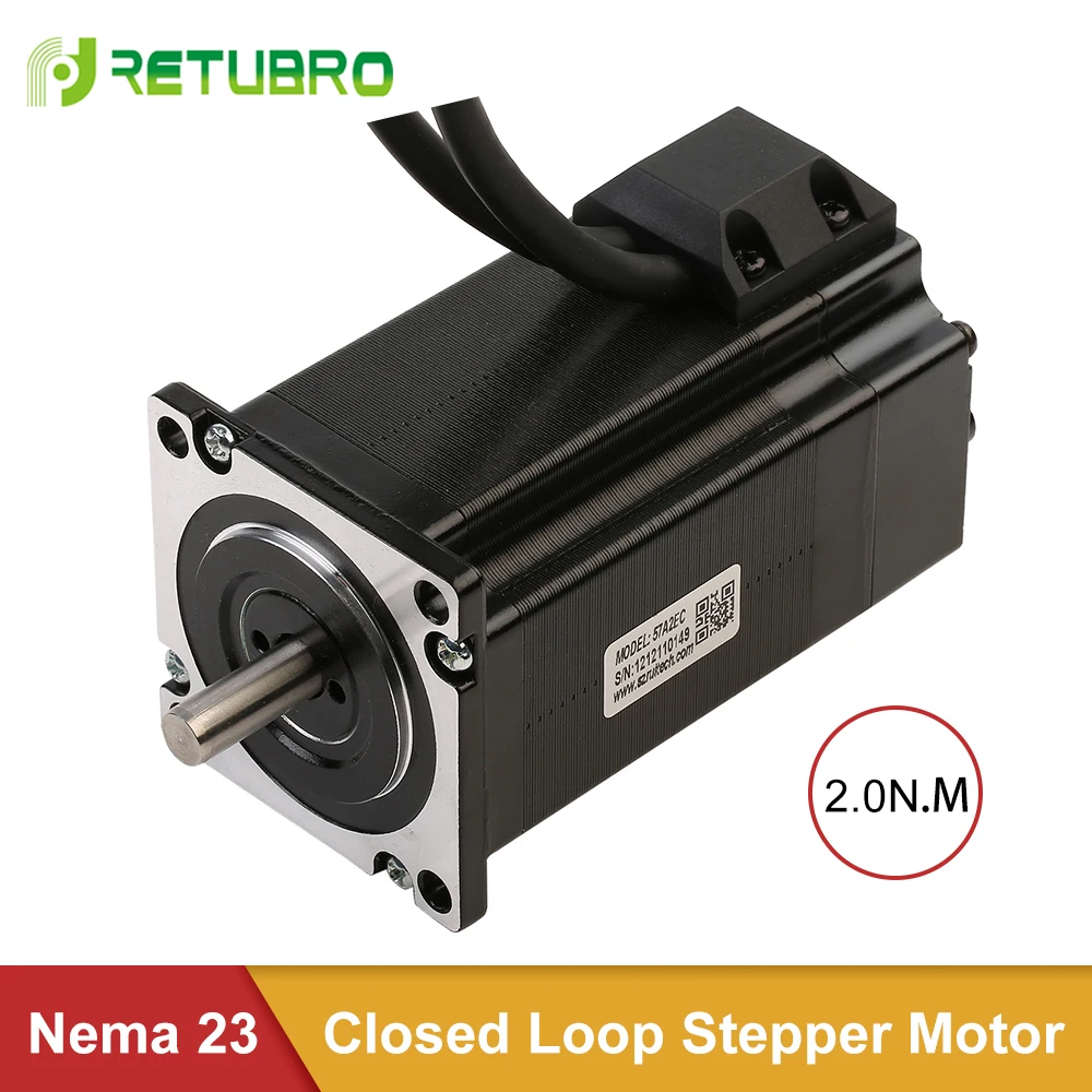 

Nema 23 Stepper Motor 57A2EC RETUBRO Closed Loop Easy Servo 2NM 4A 97mm Motor Body Length 8mm Shaft with encoder feedback