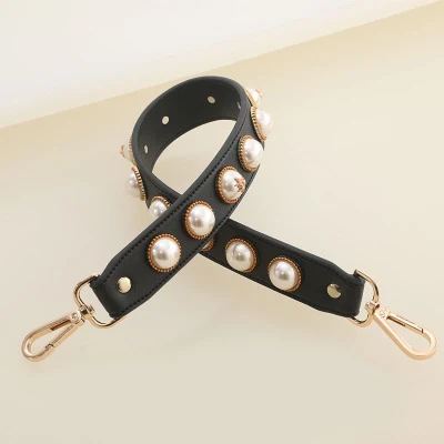 Black Pearl Короткая сумка из искусственной кожи с заклепками и жемчугом; модная цветная сумка с цветочным узором; аксессуары; кожаная широкая сумка на плечо с украшением в виде пчелиного цветка и жемчуга - Цвет: Black Pearl