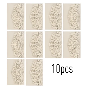 

New 10pcs Pearl Paper Floral Laser Cutter Wedding Invitation Cards Invitation Holders with Blank Inner Sheet for Birthday Party