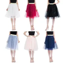 Милая Летняя женская сетчатая юбка-пачка средней длины с вышивкой со звездами