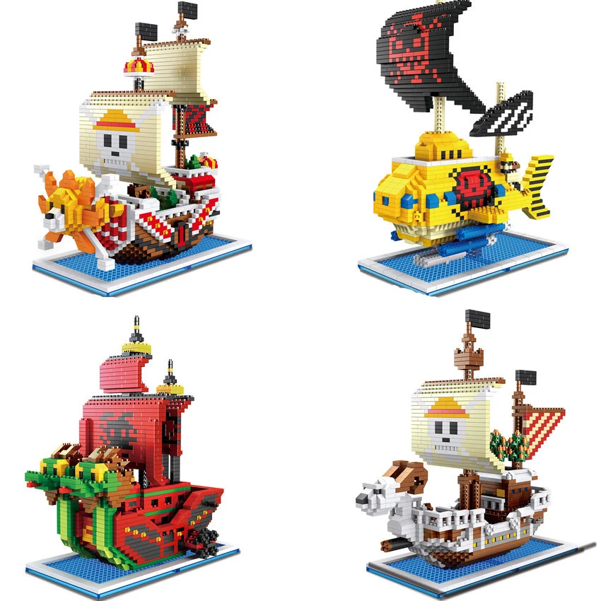 

One Piece Pirate Ship Building Block Anime Thousand Sunny Going Merry Luffy Shanks Boa Mini Bricks Toy Figure For Children