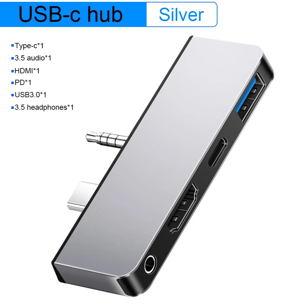 USB C Hub for Microsoft Tablet Surface Go USB Type C to 4K HDMI Adapter USB C 3 5mm Headphone Jack PD Charging
