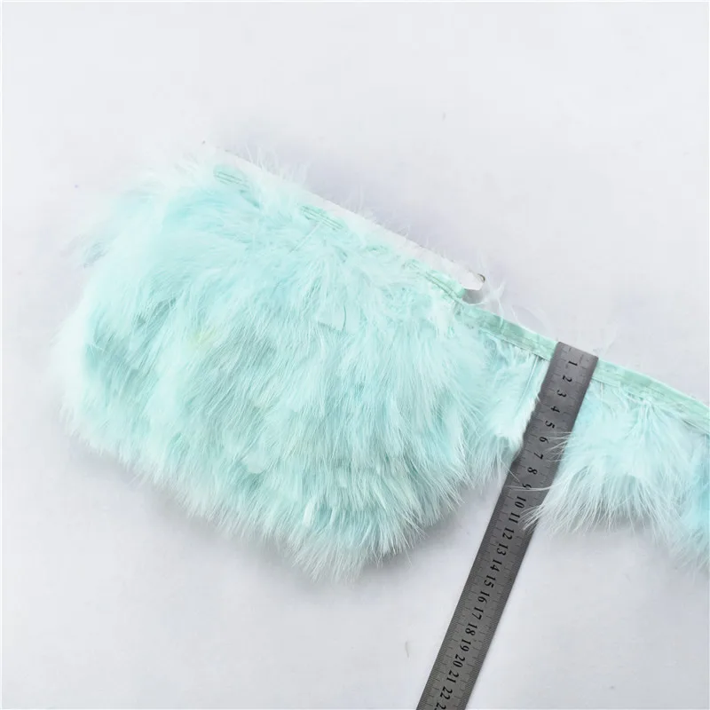 Mint Green 10 ярдов натуральный Пушистый Марабу перьевые кромки бахрома турецкие перья для ремесла ленты боа Свадебные украшения плащи - Цвет: Mint Green