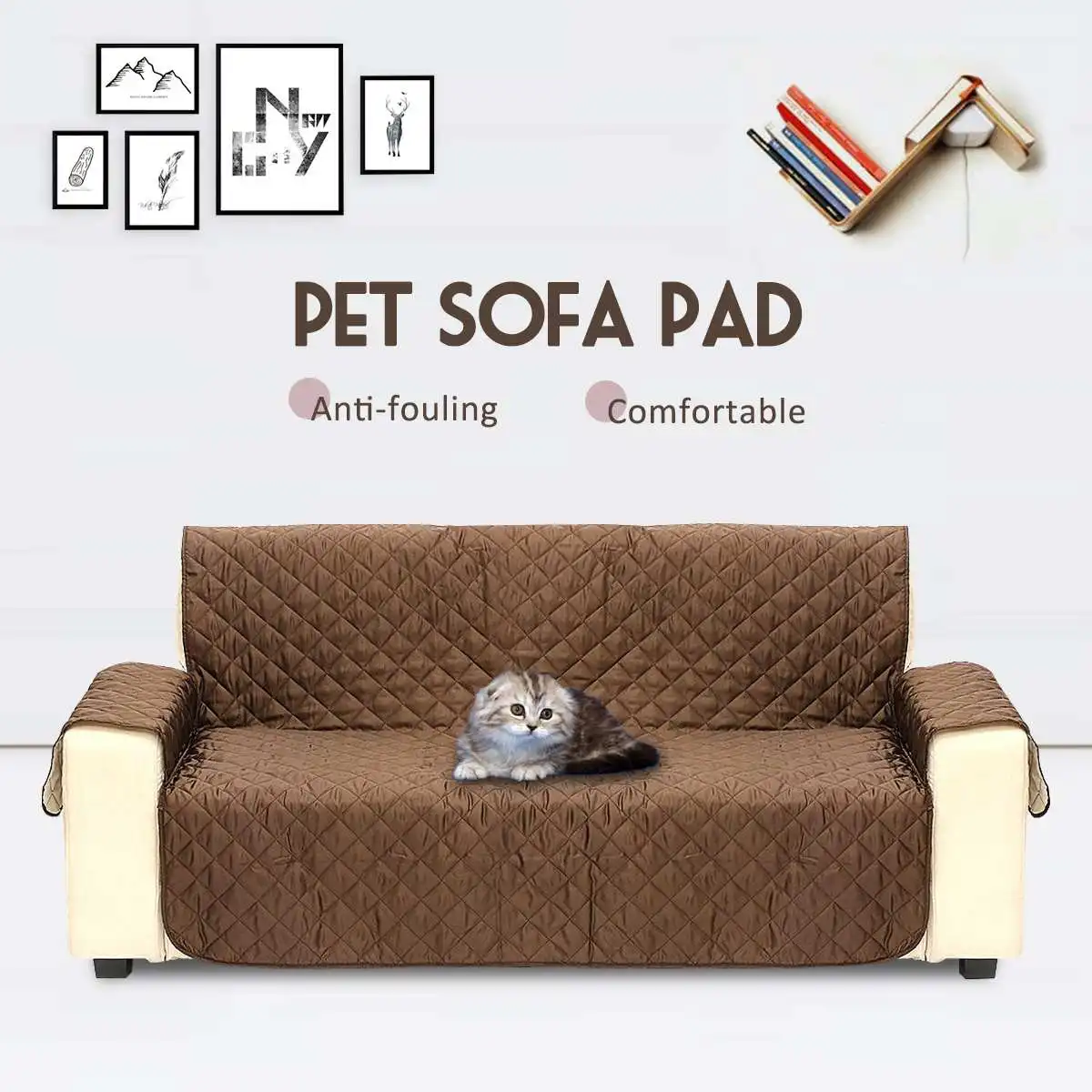 

3 Seater Removable Couch Sofa Cover Mat Quilted Couch Slipcover Pet Kids Protector 180x254cm