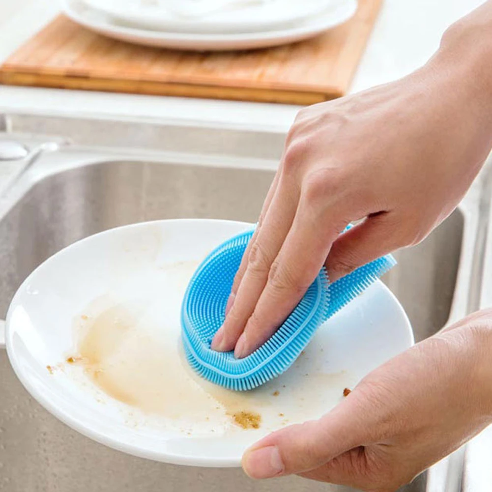 Силиконовая круглая чаша, сковорода горшок Чистка стирка щеточка для очищения домашний кухонный инструмент