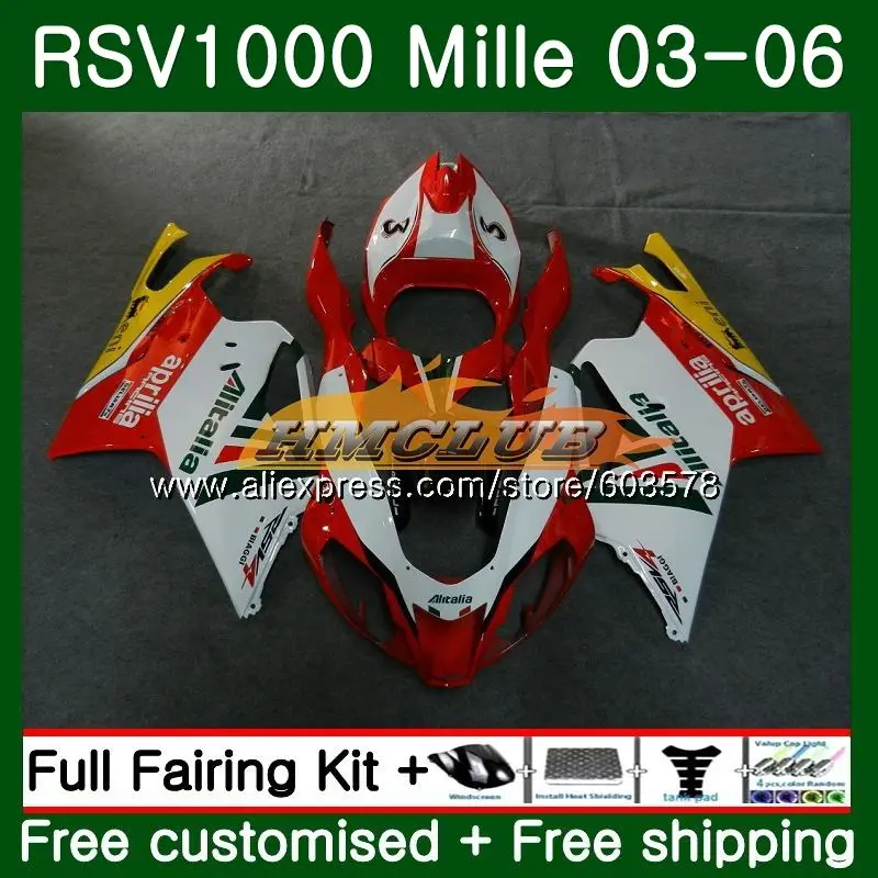 Kit For Aprilia Mille RSV 1000 R RR 2003 2004 2005 2006 Red White 42CL.10 RSV1000RR RSV1000R 1000R RSV1000 03 04 05 06 Fairing