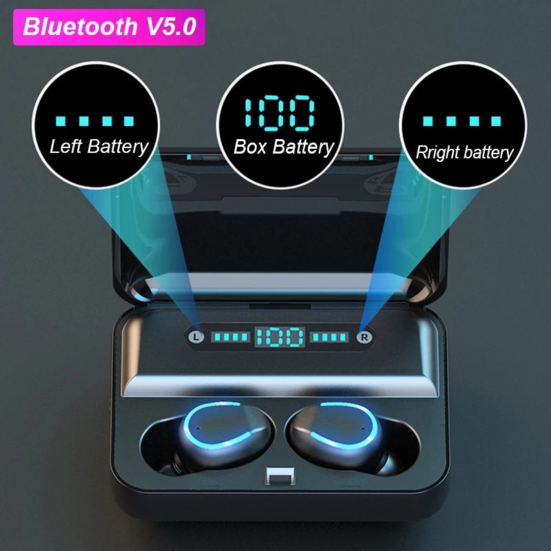 

New True TWS Wireless Headphones Bluetooth 5.0 Chip Intelligent Noise Reduction Earphones with LED Power Display Sport Earbuds
