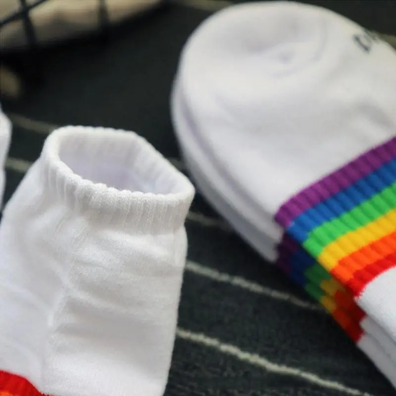 Модные радужные хлопковые носки дизайн хип-хоп танцевальные полосатые мужские и женские носки чулки