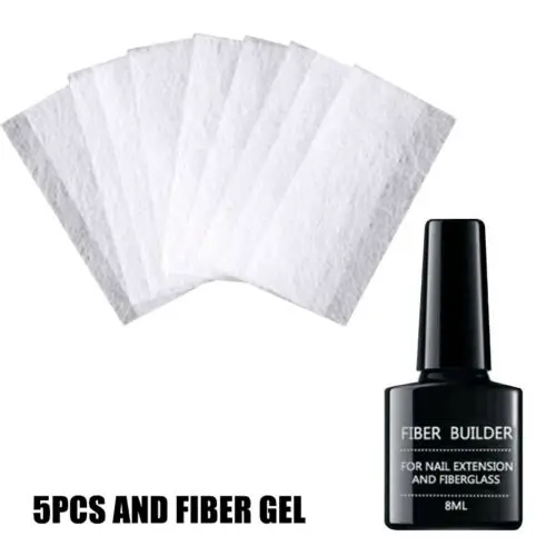 5pcs and fiber gel УФ-гель для ногтей набор из стекловолокна для ремонта шелковых волокон наращивание ногтей Клей строительный гель акриловые наконечники для дизайна ногтей обертывание инструменты для французского маникюра - Цвет: 5pcs and fiber gel