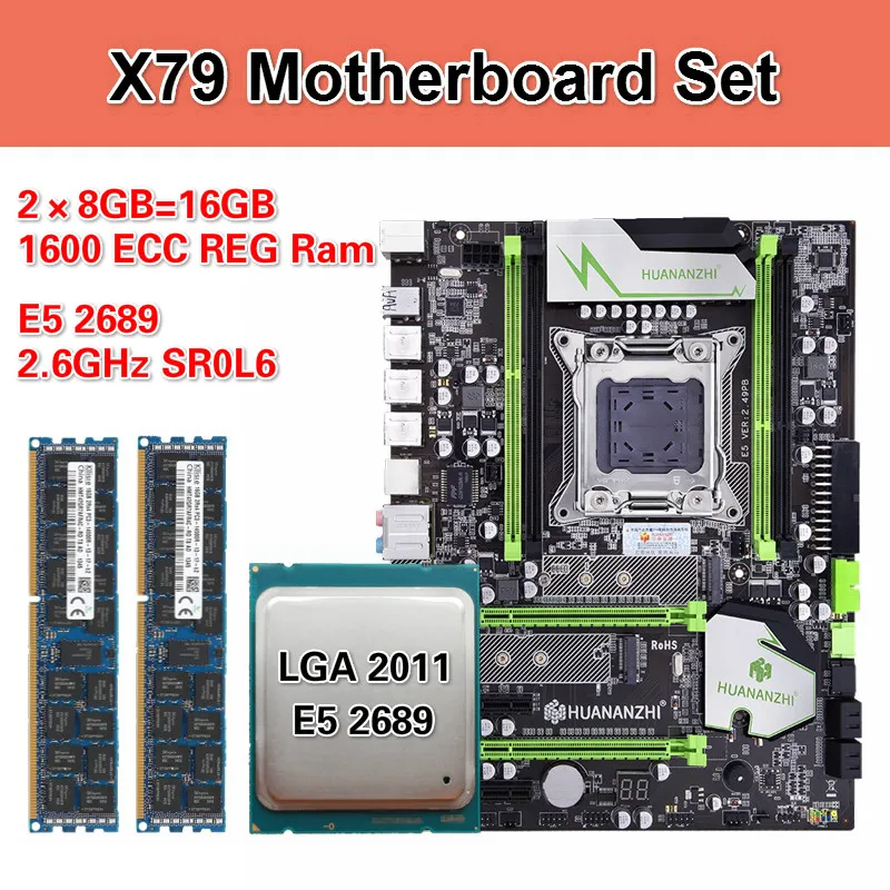 HUANANZHI X79 материнская плата с Ксеон E5 2689 2x8GB = 16 Гб 1600 МГц DDR3 память ECC Reg блок питания ATX USB3.0 SATA3 PCI-E NVME M.2 SSD