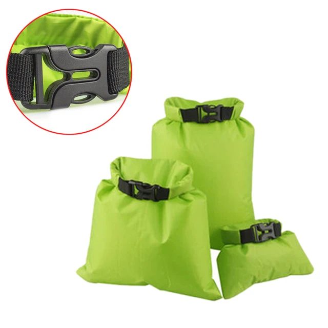 

3Pcs Waterproof Drifting Storage Bag Multi-Function Upstream Waterproof Bag Kayak Drying Bag 1.5/2.5/3.5L - Fruit Green