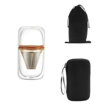 

1 PC Travel Coffee Maker Double Cup Multipurpose Portable Convenient Tea Coffee Kettle Pot Kitchen Tool for Camping Outdoor