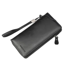 New Men Wallets Long Style High Quality Card Holder Male Purse Zipper Large Capacity Brand Solid Color PU Leather Wallet For Men